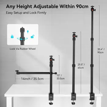 SmallRig Camera Desk Mount Table Stand with Magic Arm and 1/4" Ball Head Adjustable Light Stand for Camera for Ring Light 3992 detail image