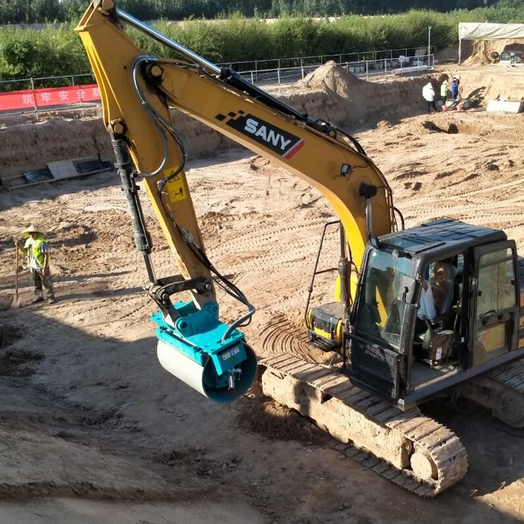 Excavator Drum Compactor Machine Is Designed for Soil Compaction in Trenches Foundations or Slope Applications