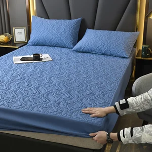 Wholesale Waterproof  Solid Color Bed Cover  3pcs Bed  Set Fitted Sheet  Mattress Protector