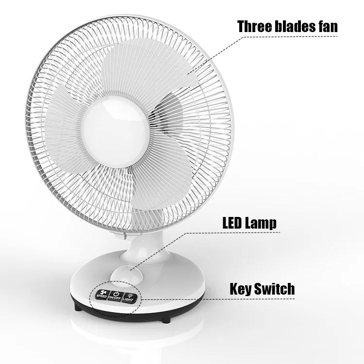 Ac Dc 12 Inch Air Cooler 3 Speeds 6v Electric Desk Fans Cooling Charging Solar With Led Light
