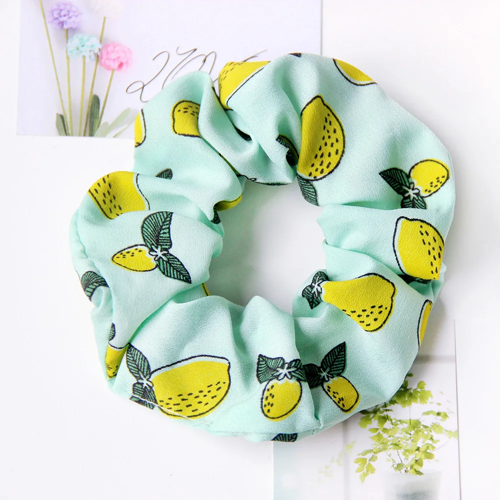 2022 Spring and Summer Fruits Printing Hair Scrunchies for Girls and Women Cute Lovely Hair Elastic Holder