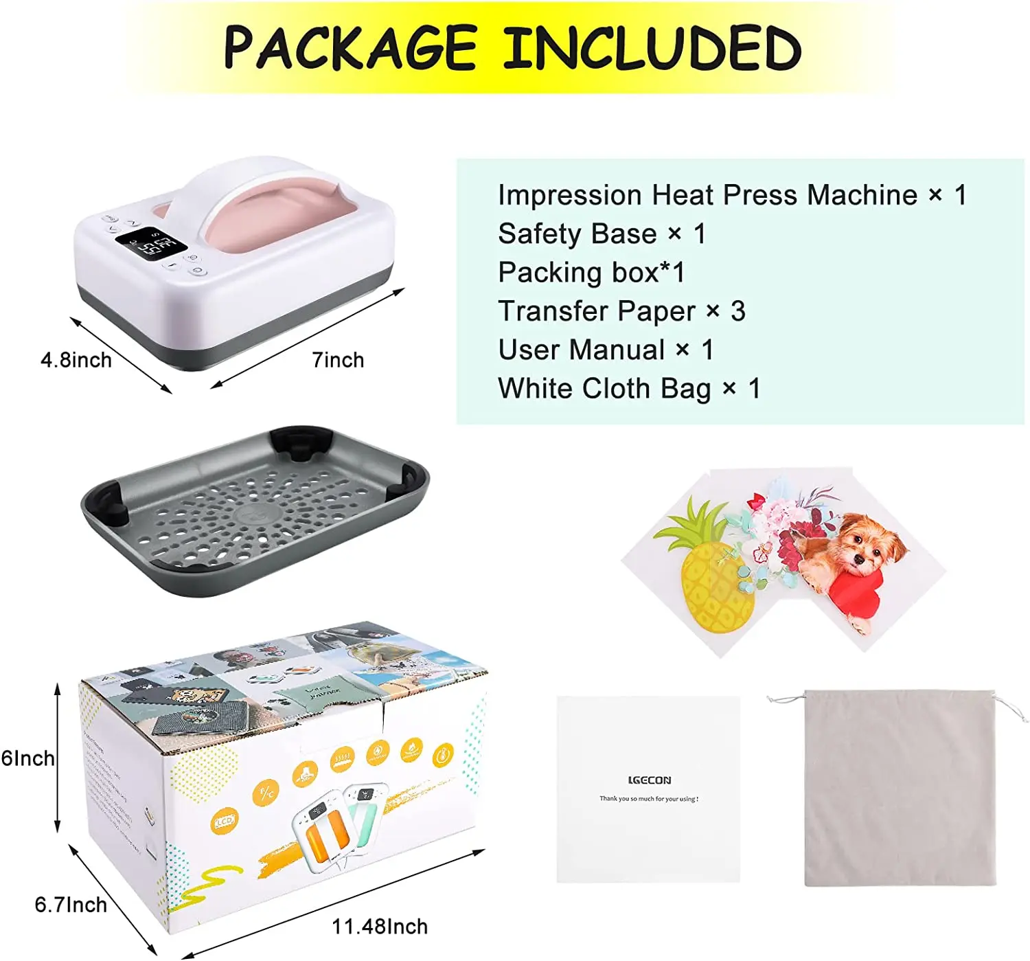 HP6 Pink Automatic Portable Heat Press Machine for T-Shirt