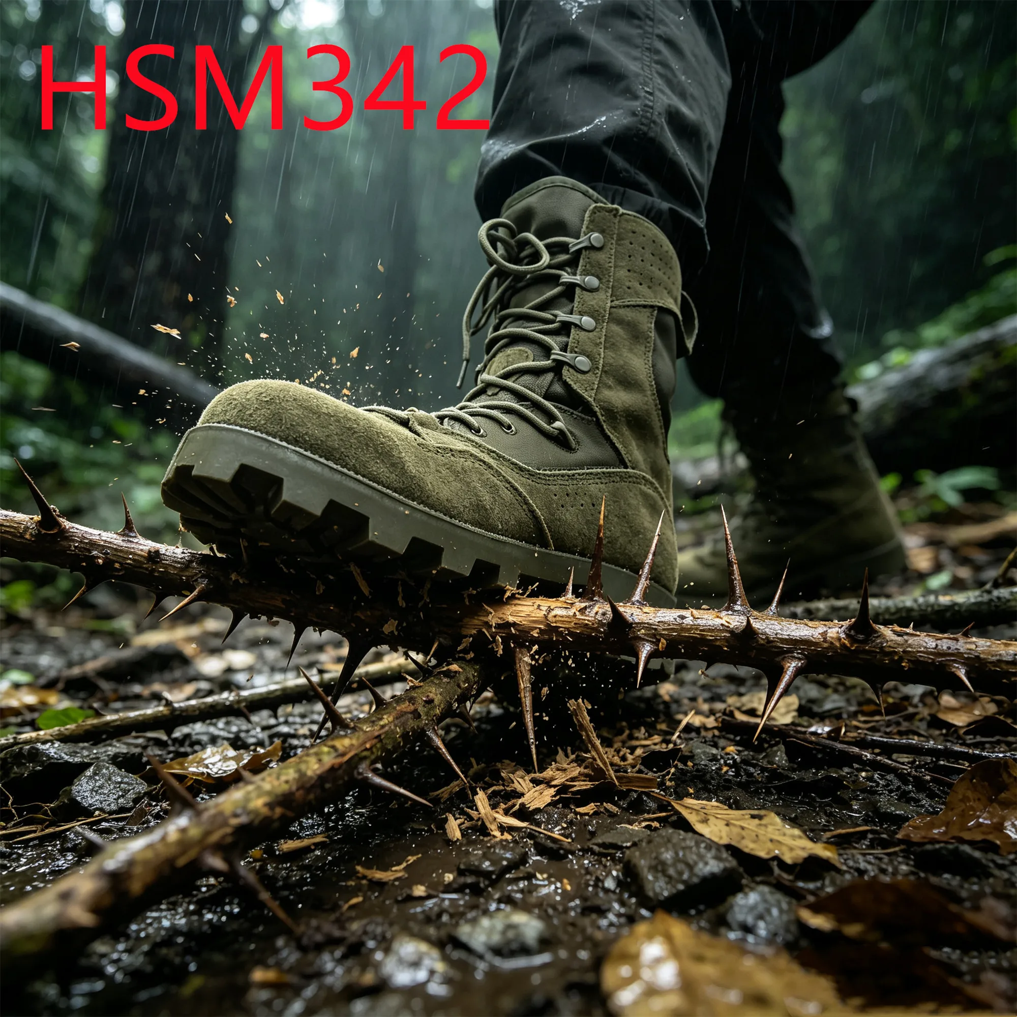 HY,Swamp Walking Easy Conceal Anti-tear Suede Leather Green Jungle Boots Perforated Upper Hunting Boots with Speed Hook HSM342