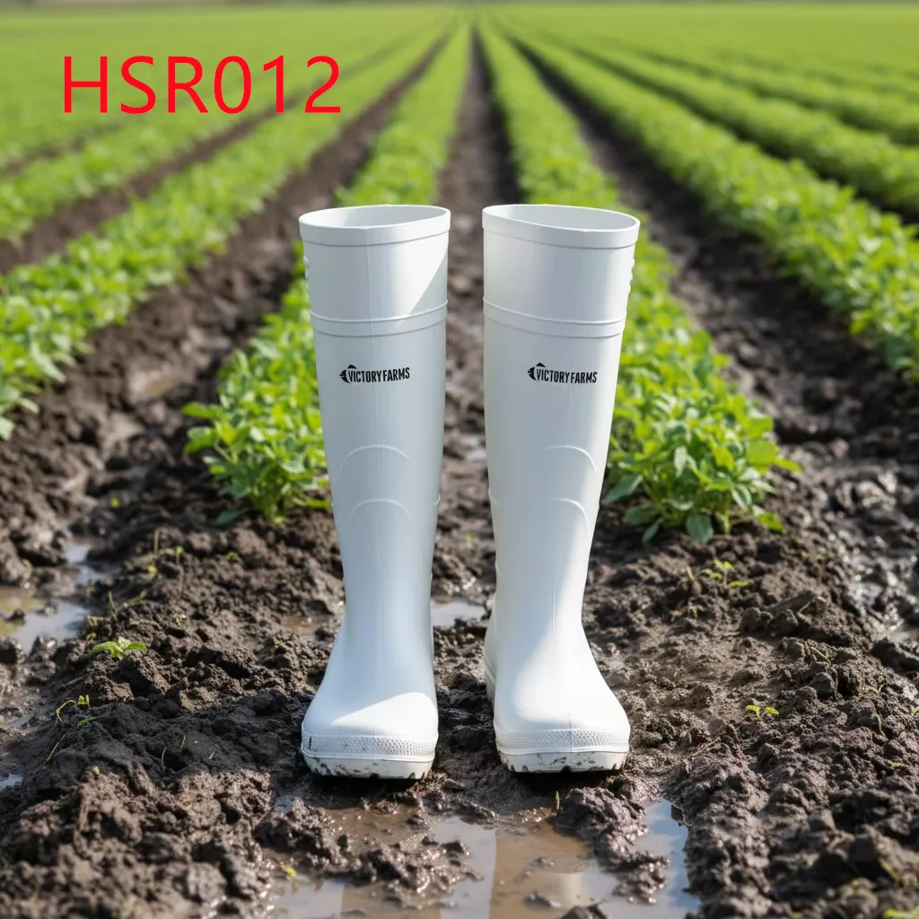 ZYF,Janitorial Work High Cut Water-friendly White Rain Boots Flower Gardening Easy Clean Mud Resistant PVC Farm Boots HSR012