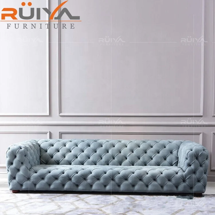 Set di divani chesterfield in velluto trapuntato di alta qualità