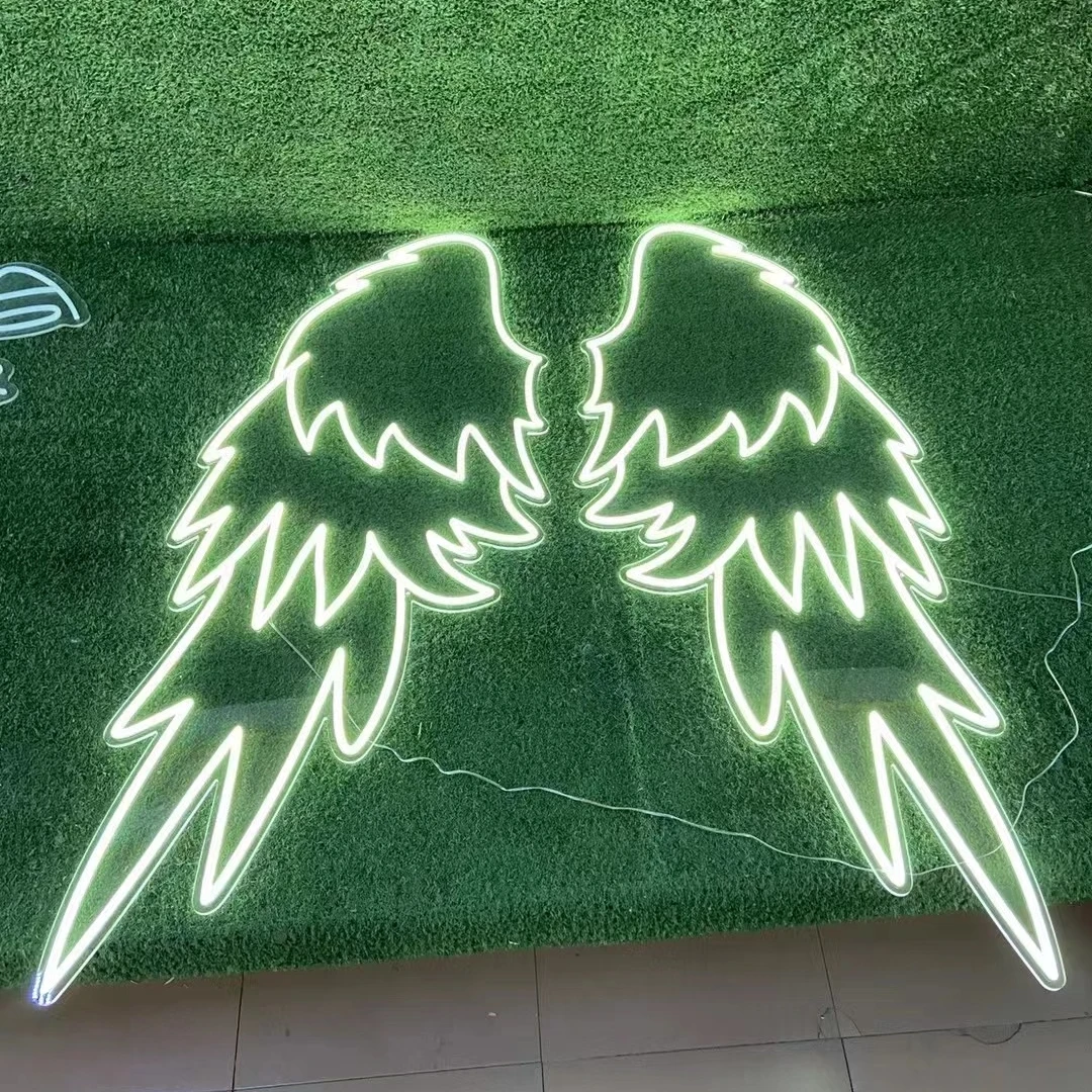 Drop Shipping Custom Flexible Transparent Acrylic Angel Wings Neon Lights Wall Hanging Decoration LED Neon Signs