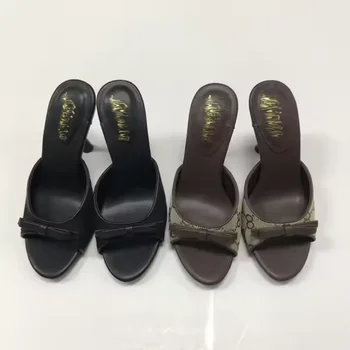 Women's High Heeled Mule Slippers Square Toe Casual Shoes with Evergreen Style for Outdoor Party or Dress Sexy Summer Footwear