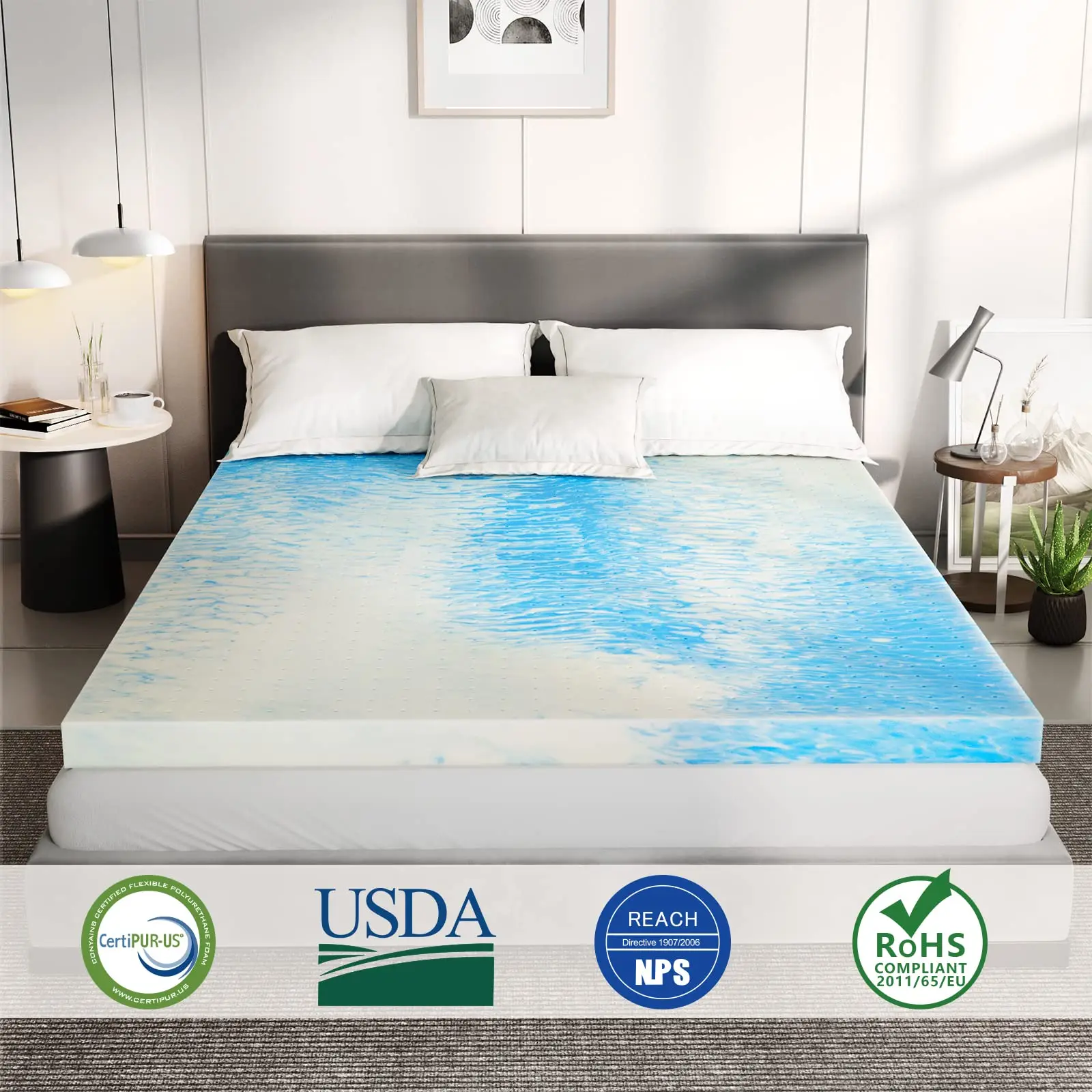 3 Inch Twin Xl Memory Foam Mattress Topper Cooling Gel Infused Foam
