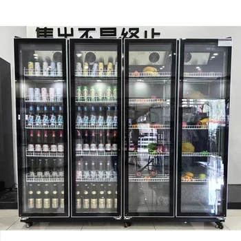 Rebirth Supermarket Deep Fridge Refrigerating Drink Display Cabinet 4 Doors Upright Chiller