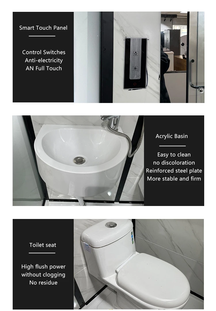 Integral Enclosed Shower Room with Closestool - Tempered Glass