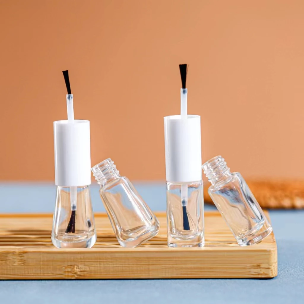 High Quality Transparent Empty Double Ended Glass Bottle Nail Polish with Brush Cosmetics Dispenser Bottle