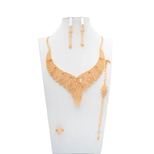 Muslim Jewelry Gold Plate Women's Set Dubai Jewelry Sets Jewellery Accessories Necklace Gift