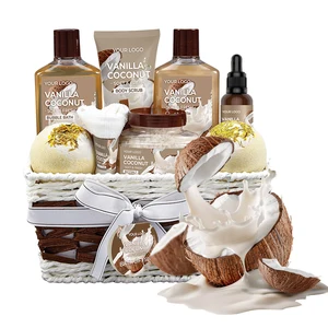 Luxurious 7-Piece Bath Set Vitamin E & Coconut Oil Shower & Body Care Kit for Hydration Whitening & Skin Repair