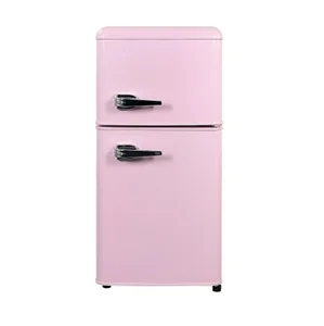 Thermostat 220V 50Hz Wholesale Rust Proof Fruitbox FCC Double Door 110V 60Hz BCD-102R Retro Refrigerator