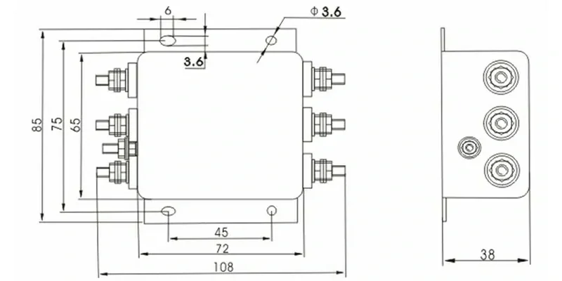 Three Phase Inverter Input EMI EMC Filter 380VAC 10A-200A | CE RoHS Certified Power Line Noise Suppression Model
