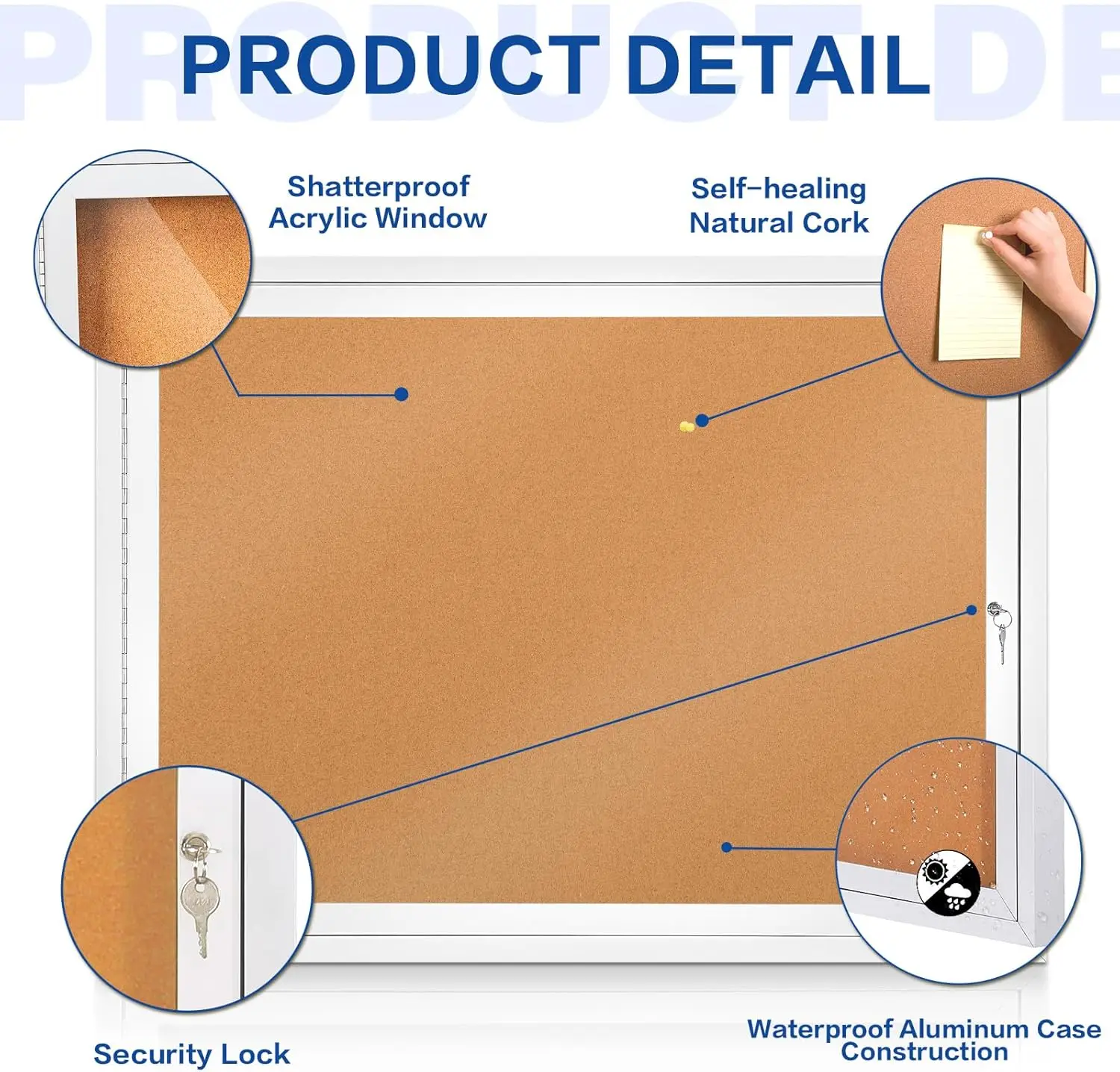 Outdoor Enclosed Cork Bulletin Board Tamper-Proof Display Case, Aluminium Frame, Weatherproof Cork Noticeboard, Cork Board factory