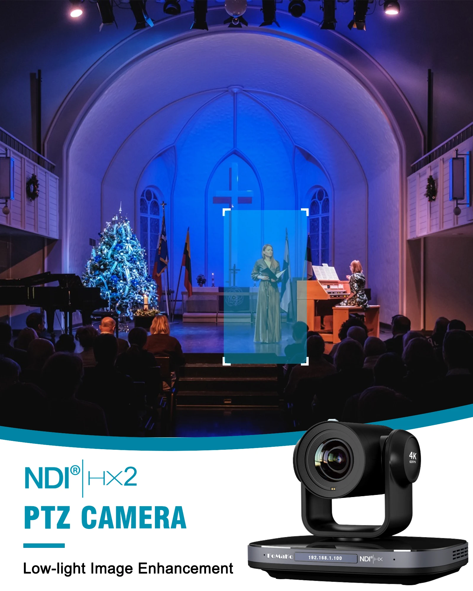 2024 Fomako K820N 4K PTZ Camera - 20x Optical Zoom & AI Tracking