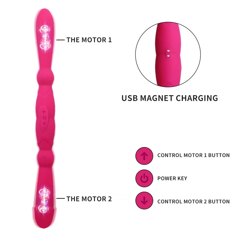 AV Vibrator Lala Rods Dual Head Wireless Sex Toy for Woman Rose Red  Silicone Dual Motor 8+8 Frequency Mute Private Massager