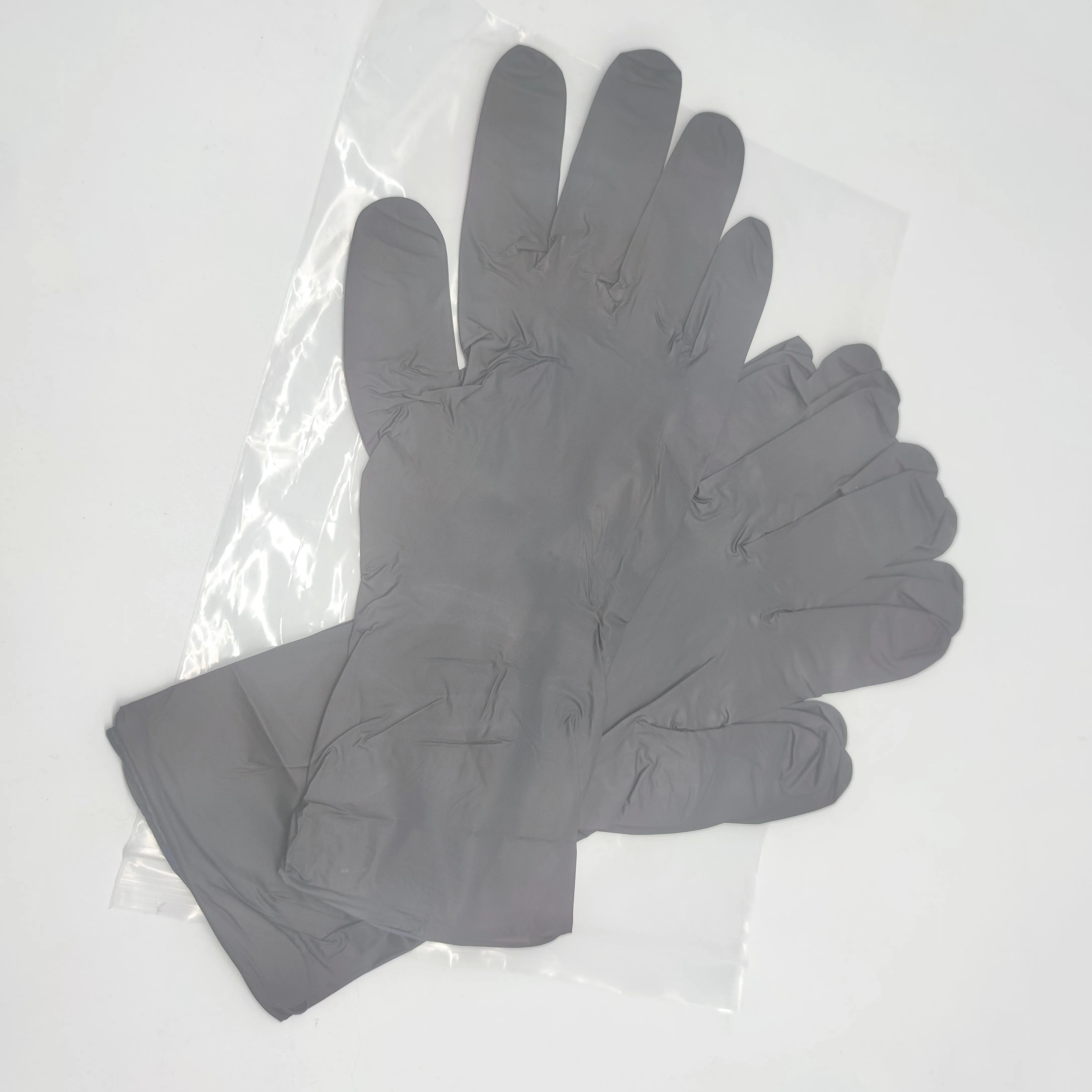 Черные небольшие нитриловые перчатки без пудры, большие