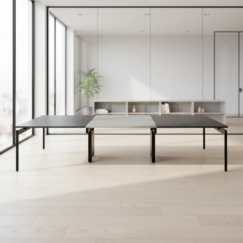 Modern Durable Foldable Boardroom Table with Wood Top and Steel Legs for Commercial Office Use 3