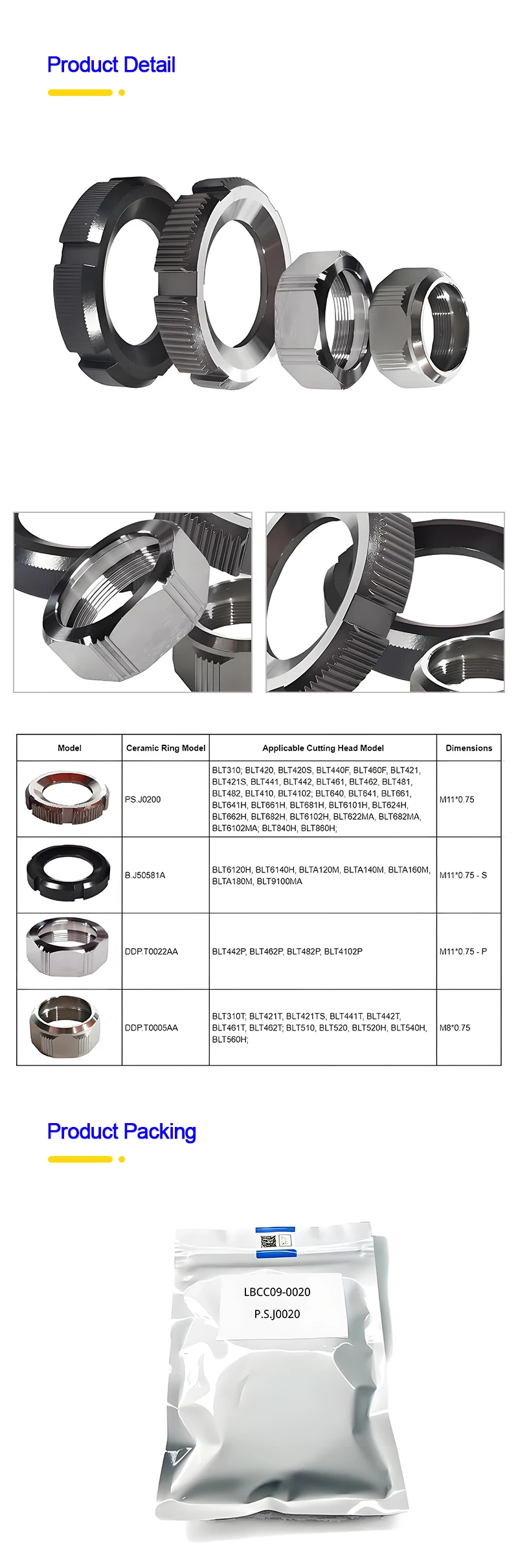 BOCHU Original P.S.J0020 B.J50581A Laser Nozzle Locking Ring New Condition for BOCI BLT642H Laser Cutting Head