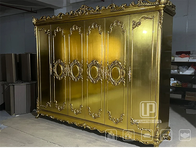 Factory Manufacturing Classic Gold Modern Style Clothes Wardrobe ...