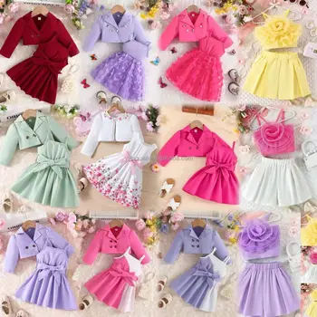 Chinese supplier girl beautiful dress girl lovely dress set two piece set Girl Dress Set