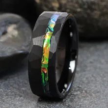 Tungsten Hammered Ring Black Sea Tide Dye Dichrolam Wedding Color Shifting Anniversary Ring Unisex Blue Orange Band