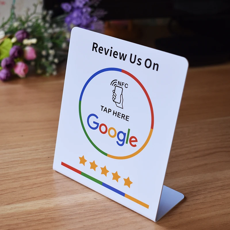 Google Review NFC Stand Card QR Code NFC Contactless Google Review Tap Display Stand