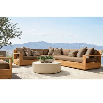 MARBELLA Luxury Solid Wood Outdoor Furniture Set Modern Waterproof Mildew Proof Courtyard Sofa for Hotels & Villas