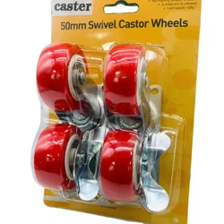 Light duty caster 2 inch red rubber caster wheels side brake trolly furniture swivel caster wheel