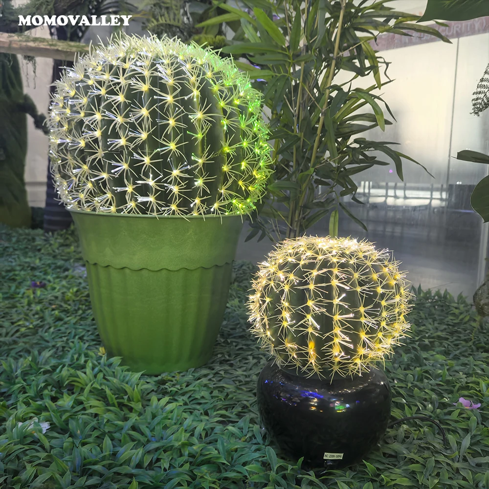 Momovalley Elegante Weihnachtsparty-Dekorationen Kaktus-Pflanze  LED-Glasfaser-Blumenlampe UV-Bestndig Umweltfreundlich Knstliche Niedrige  Leuchte