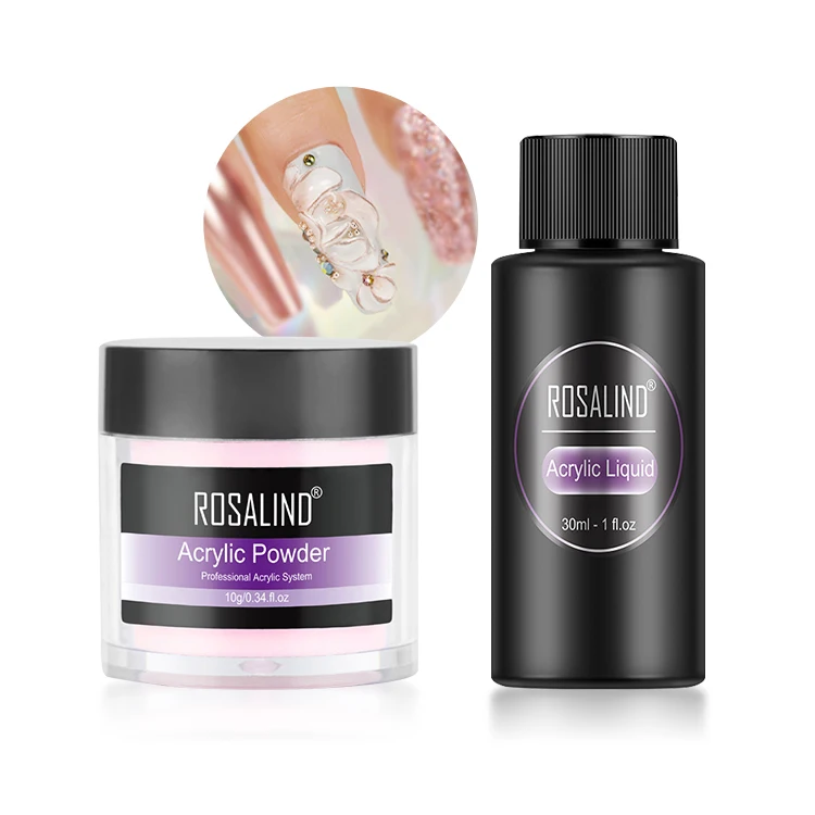 Rosalind оптовая профессиональная Хрустальная резьба художественные украшения мономер Акриловая жидкость и цвет ногтей акриловая пудра для
