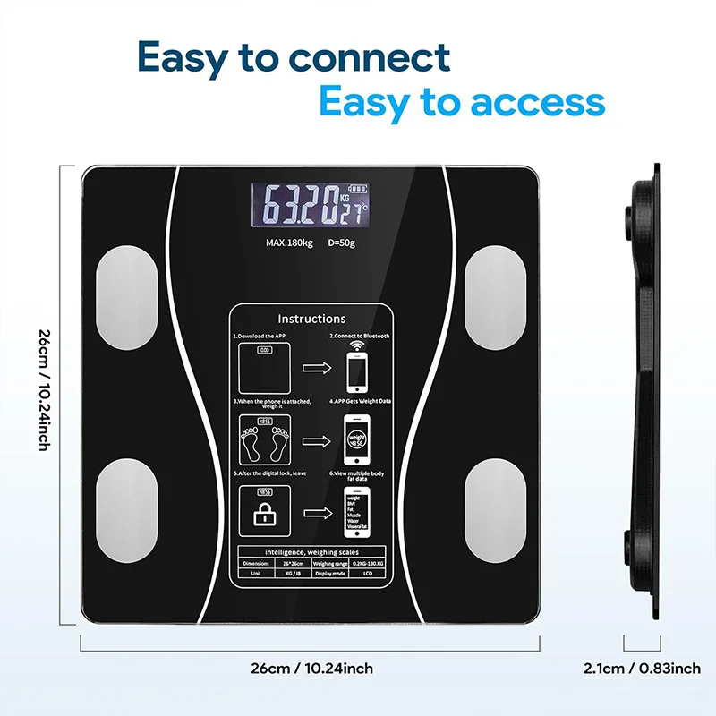 Smart Body Fat Scale Highly Accurate Bluetooth Digital Bathroom Body Composition Analyzer Measures Weight Body Fat