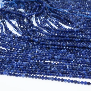 Natural Marine/Navy Blue Sodalite Faceted Round Beads 3.2mm