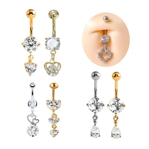 Crystal Heart Belly Button Rings Fashion Women Piercing New Design Stainless Steel Body Jewelry Wholesale