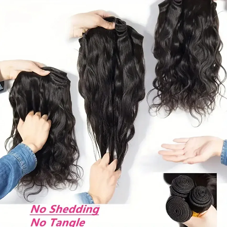 Pacotes de cabelo humano remy brasileiro, ondulado, 100% cabelo humano para mulheres, uso diário_voghion.com
