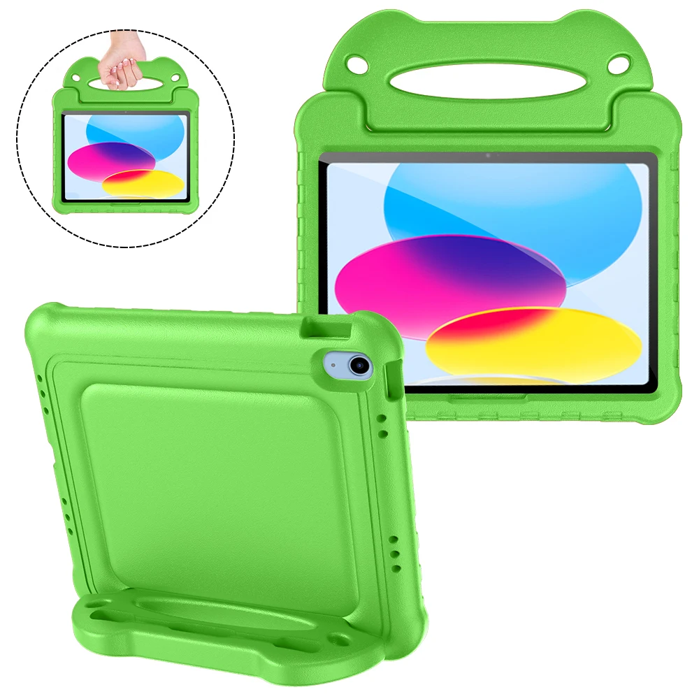 Children Safe Non-toxic EVA Hand Grip Stand Shockproof Silicone Cover For iPad 10.9 10th Generation Kids Tablet Case