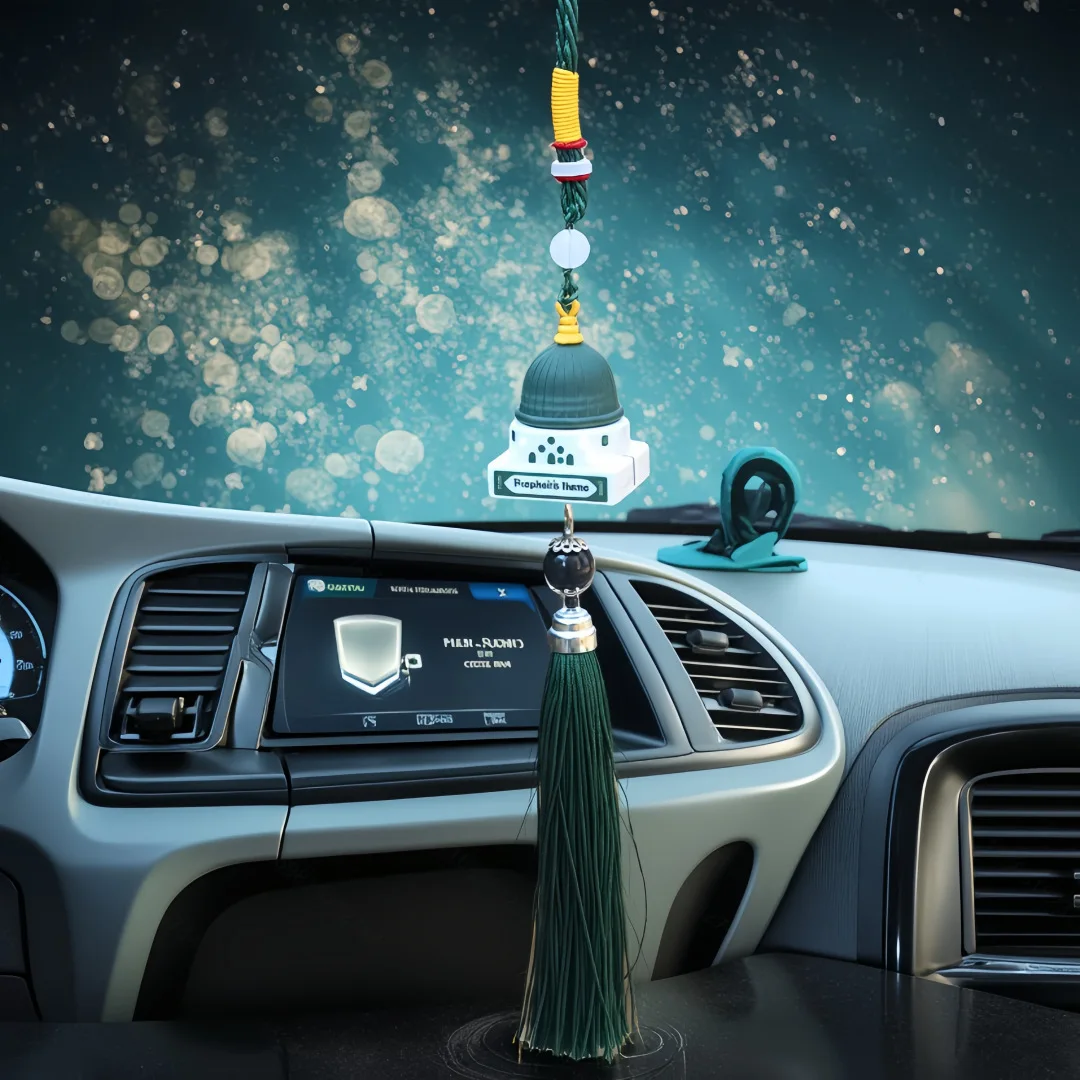Eid Al-Fitr Resin Ornament Car-Mounted Muslim Kaaba Mosque-Shaped Rearview Mirror Pendant