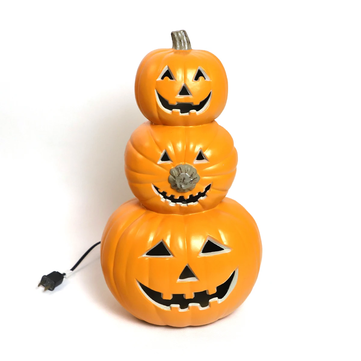 Harvest Artificial Plastic Pumpkin Large Lantern Decor Halloween Fall and Thanksgiving LED light with Carving Decoration