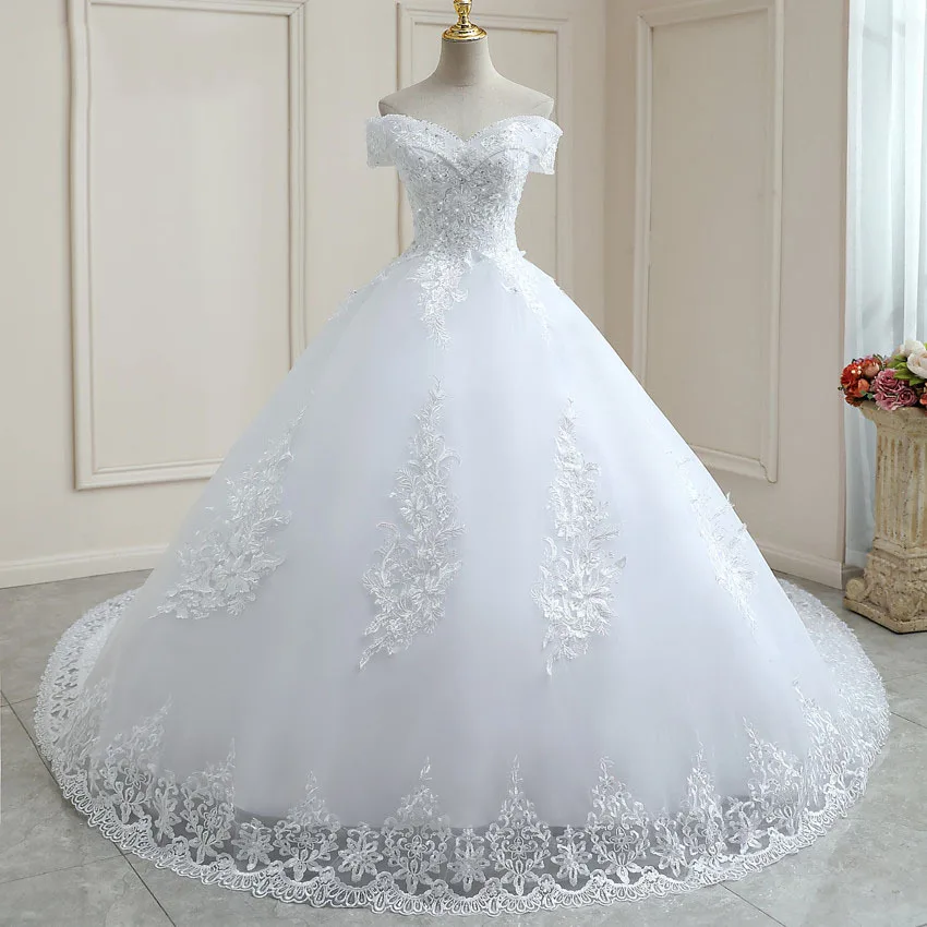 2022 New Style White Trailing Wedding Dress For Bride Off-shoulder Slim ...