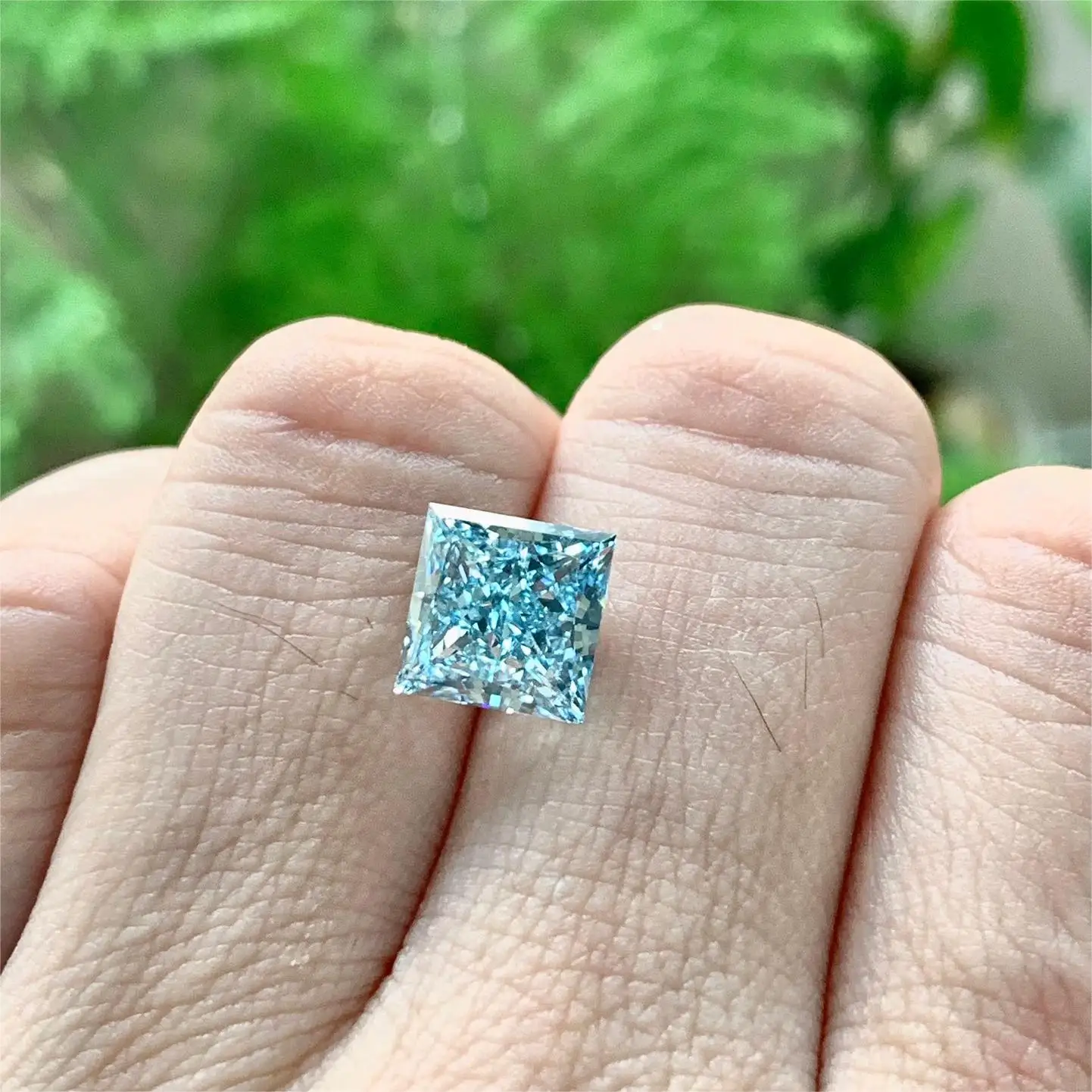 IGI Certified 4.03CT Fancy Intense Blue Princess Cut Lab Grown 