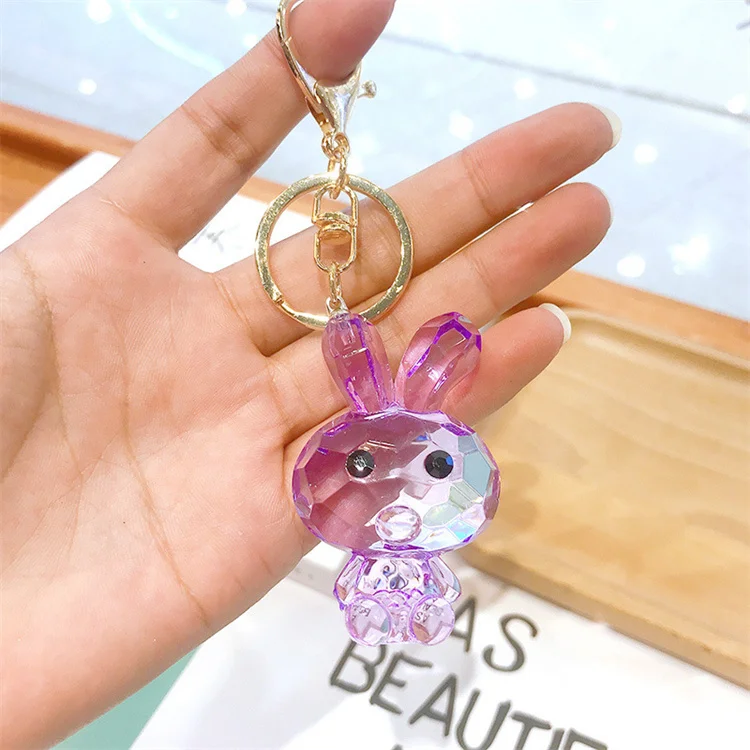 Crystal Rabbit Keychain Glittering  Key Chain for Women Bunny Car Bag Fashion Key Ring Buckle Accessories