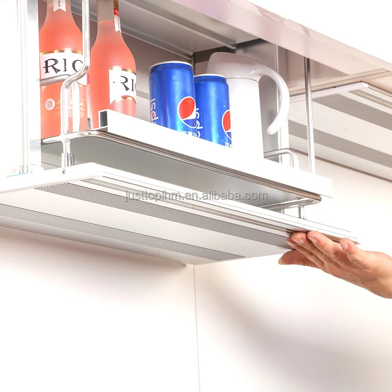 Automatic kitchen hanging cabinet with basket kitchen decoration cabinet accessories With disinfection lamp