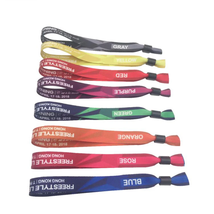 Factory Custom Festival Fabric Woven Cloth Wristbands Eco Friendly