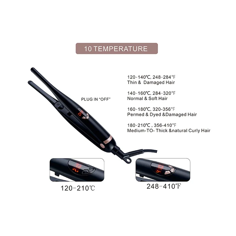 New Arrival Mini Portable Straight Curling Iron 1/3 Inch Pencil Straightener With MHC Heating Flat Iron for Man Short Hair Beard