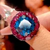 Anillo de cristal azul puntiagudo - Talla Ajustable