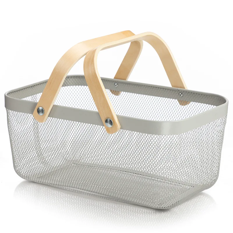 Portable Picnic Food Fruit Vegetables Sundries Metal Mesh Storage Basket details