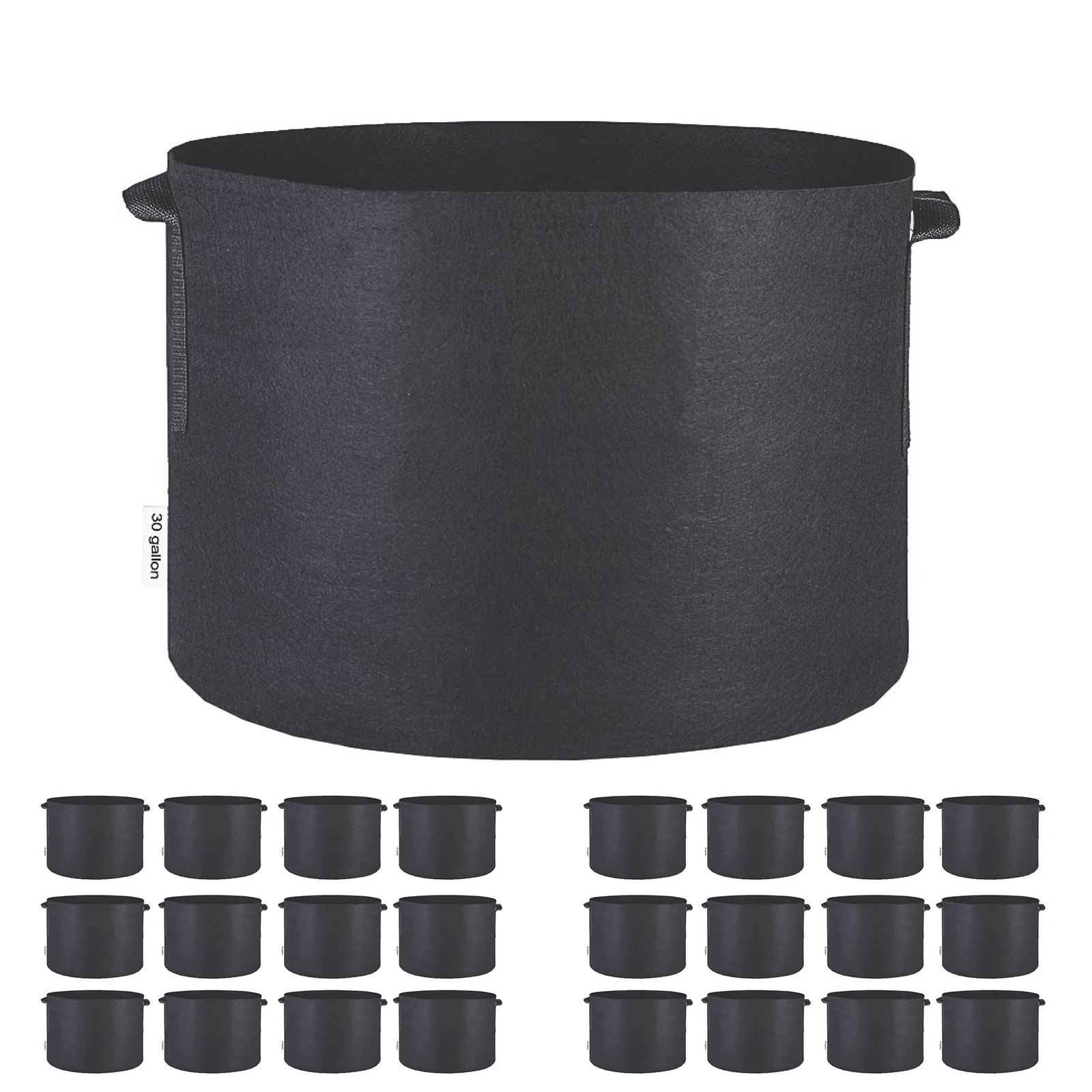30 Gallon 24pack Grow Bags Black Fabric Round Aeration Pots Container