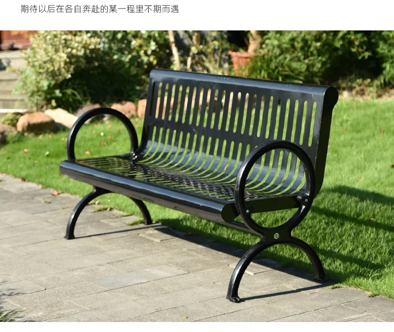 Green Color Simple Style leisure outdoor furniture cheap price outdoor metal bench manufacture